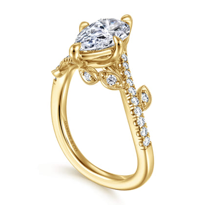 Darcie - 14K Yellow Gold Pear Shape Diamond Engagement Ring