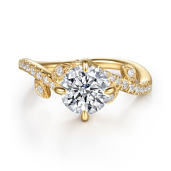 14K Yellow Gold Round Diamond Engagement Ring