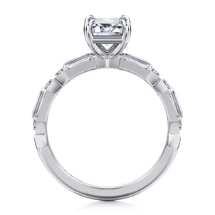 Dariella - 14K White Gold Emerald Cut Diamond Engagement Ring