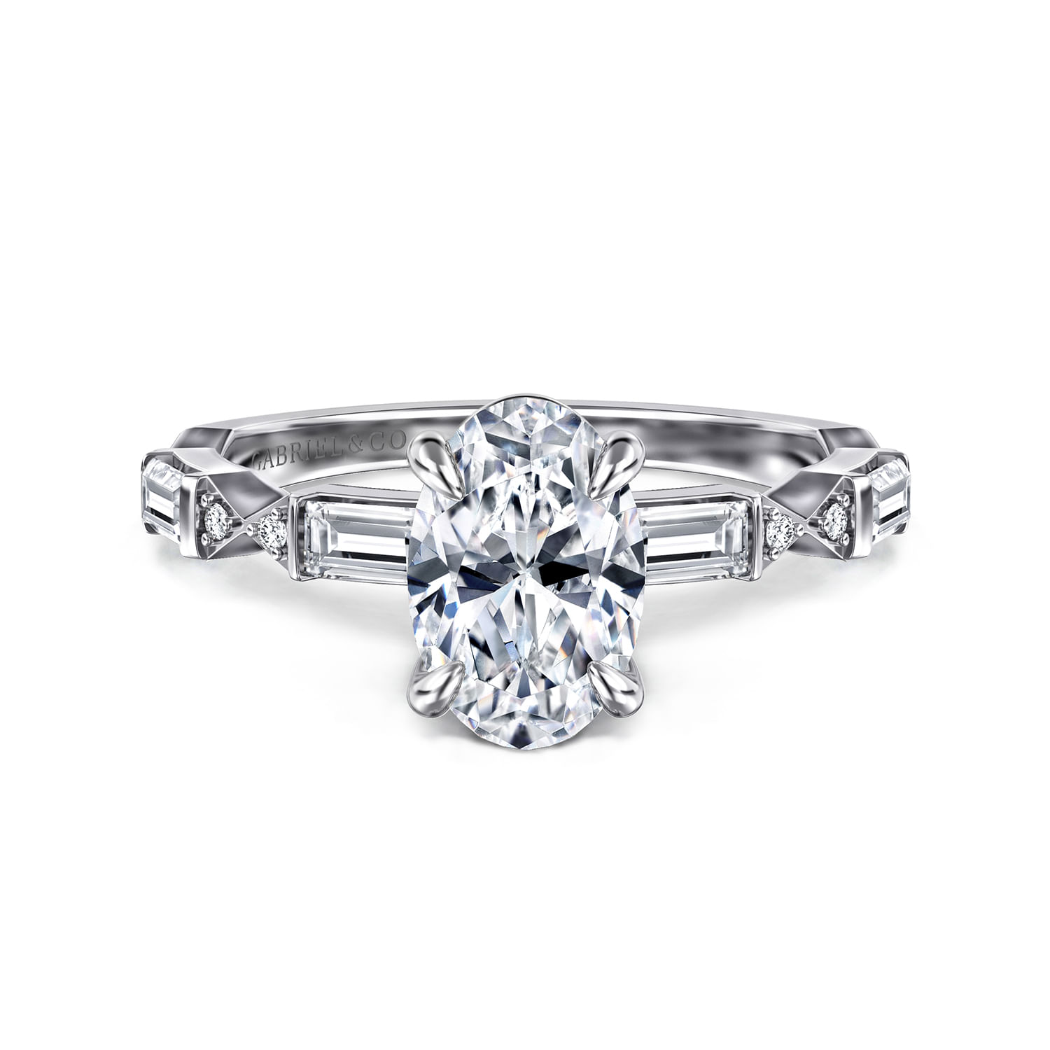 Dariella - 14K White Gold Oval Diamond Engagement Ring