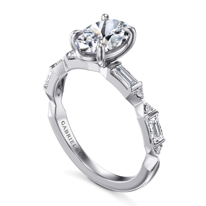 Dariella - 14K White Gold Oval Diamond Engagement Ring