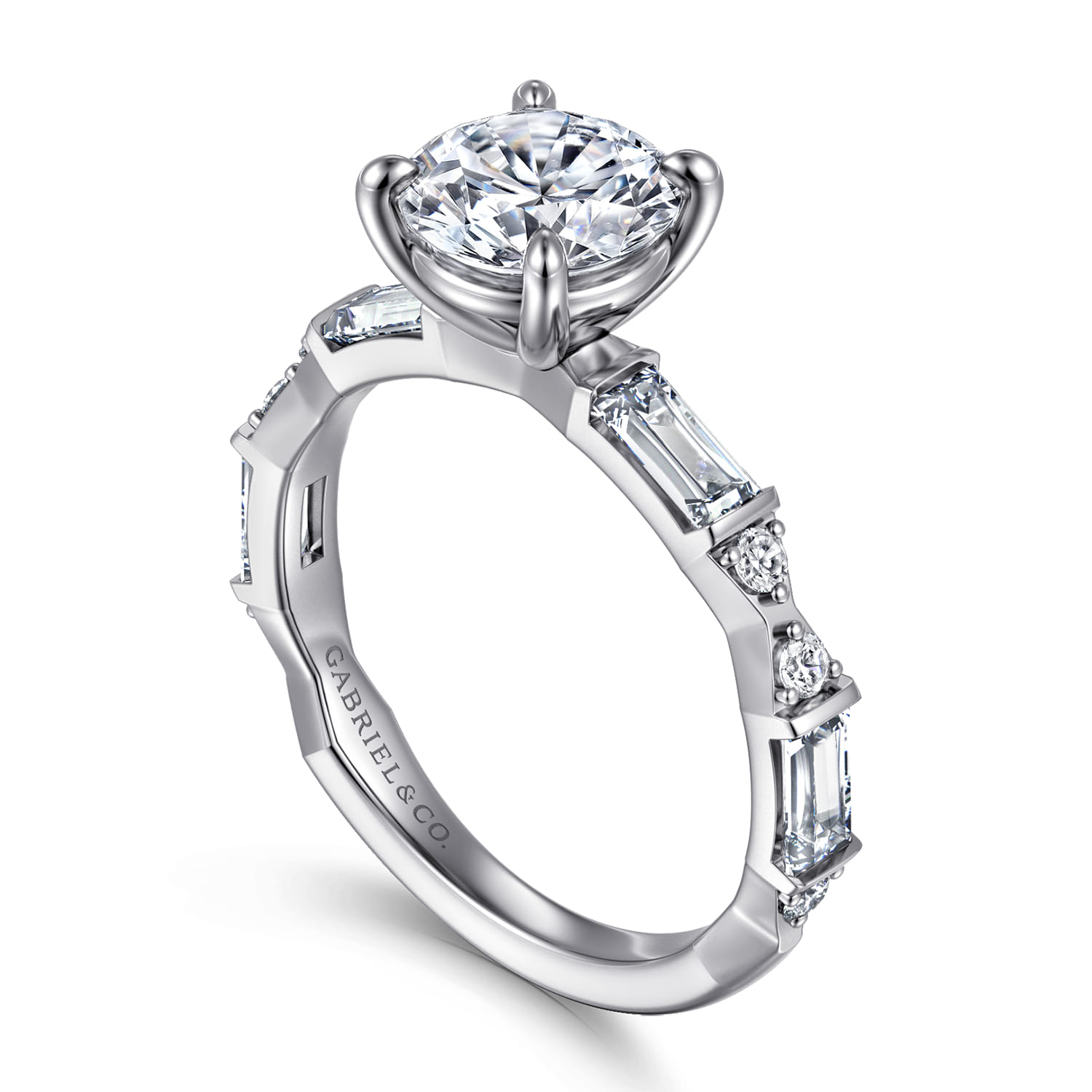 Dariella - 14K White Gold Round Diamond Engagement Ring