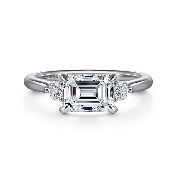 14K White Gold Emerald Cut Three Stone Diamond Engagement Ring @ $1725 ...