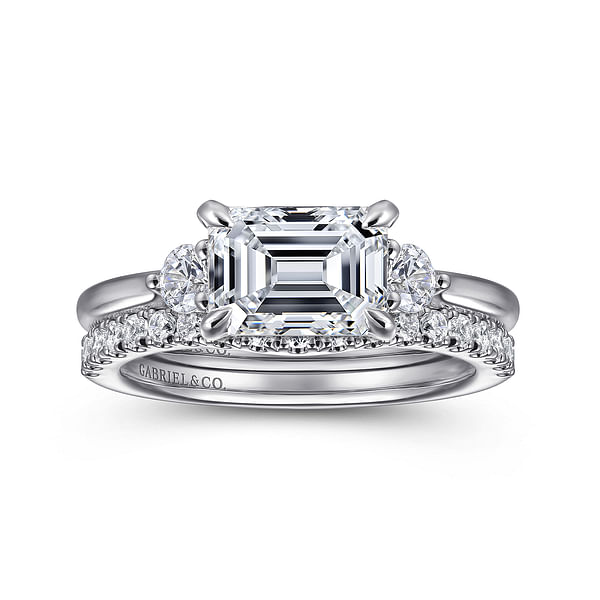 14K White Gold Emerald Cut Three Stone Diamond Engagement Ring @ $1725 ...