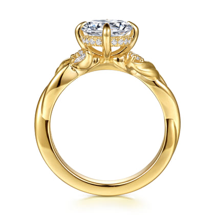 Darling - 14K Yellow Gold Compass Prong Round Diamond Engagement Ring