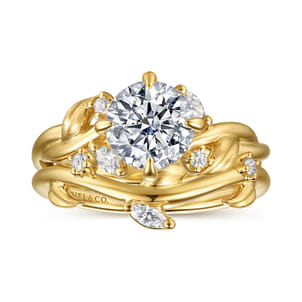 Darling - 14K Yellow Gold Compass Prong Round Diamond Engagement Ring