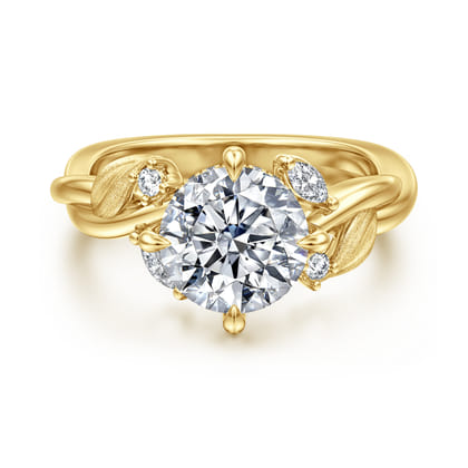 Darling - 14K Yellow Gold Compass Prong Round Diamond Engagement Ring