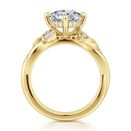 Darling - 14K Yellow Gold Compass Prong Round Diamond Engagement Ring