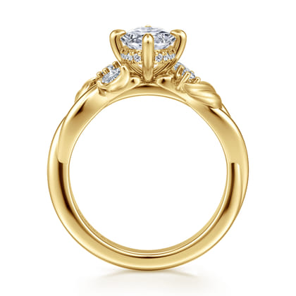 Darling - 14K Yellow Gold Compass Prong Twisted Oval Diamond Engagement Ring