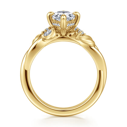 Darling - 14K Yellow Gold Compass Prong Twisted Pear Shape Diamond Engagement Ring