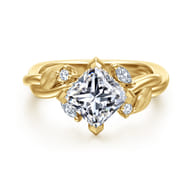 Darling - 14K Yellow Gold Compass Prong Twisted Princess Cut Diamond Engagement Ring