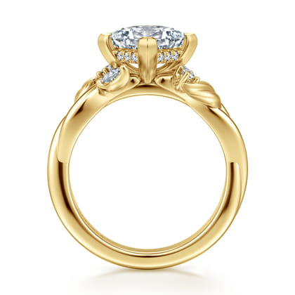 Darling - 14K Yellow Gold Compass Prong Twisted Princess Cut Diamond Engagement Ring