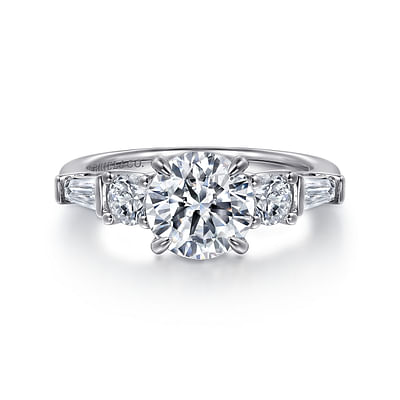 Darmie - 14K White Gold Round Five Stone Diamond Engagement Ring