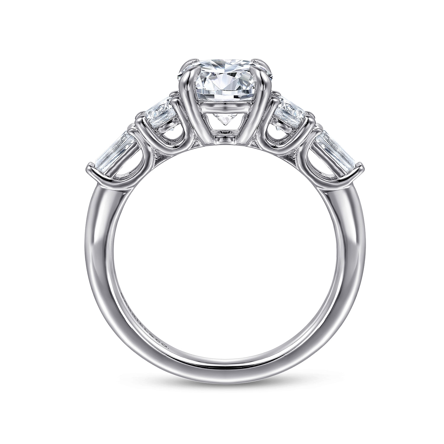 Darmie - 14K White Gold Round Five Stone Diamond Engagement Ring