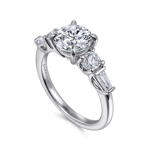 Darmie - 14K White Gold Round Five Stone Diamond Engagement Ring - 0.6 ct - Shot 3