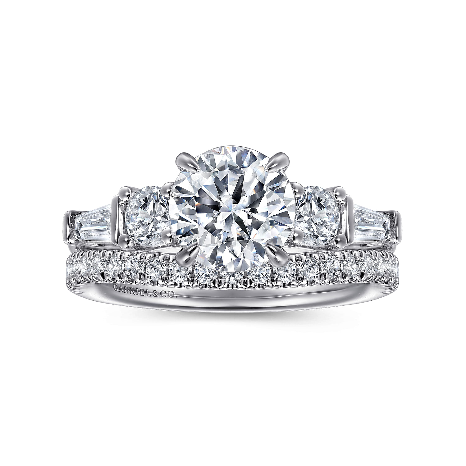 Darmie - 14K White Gold Round Five Stone Diamond Engagement Ring