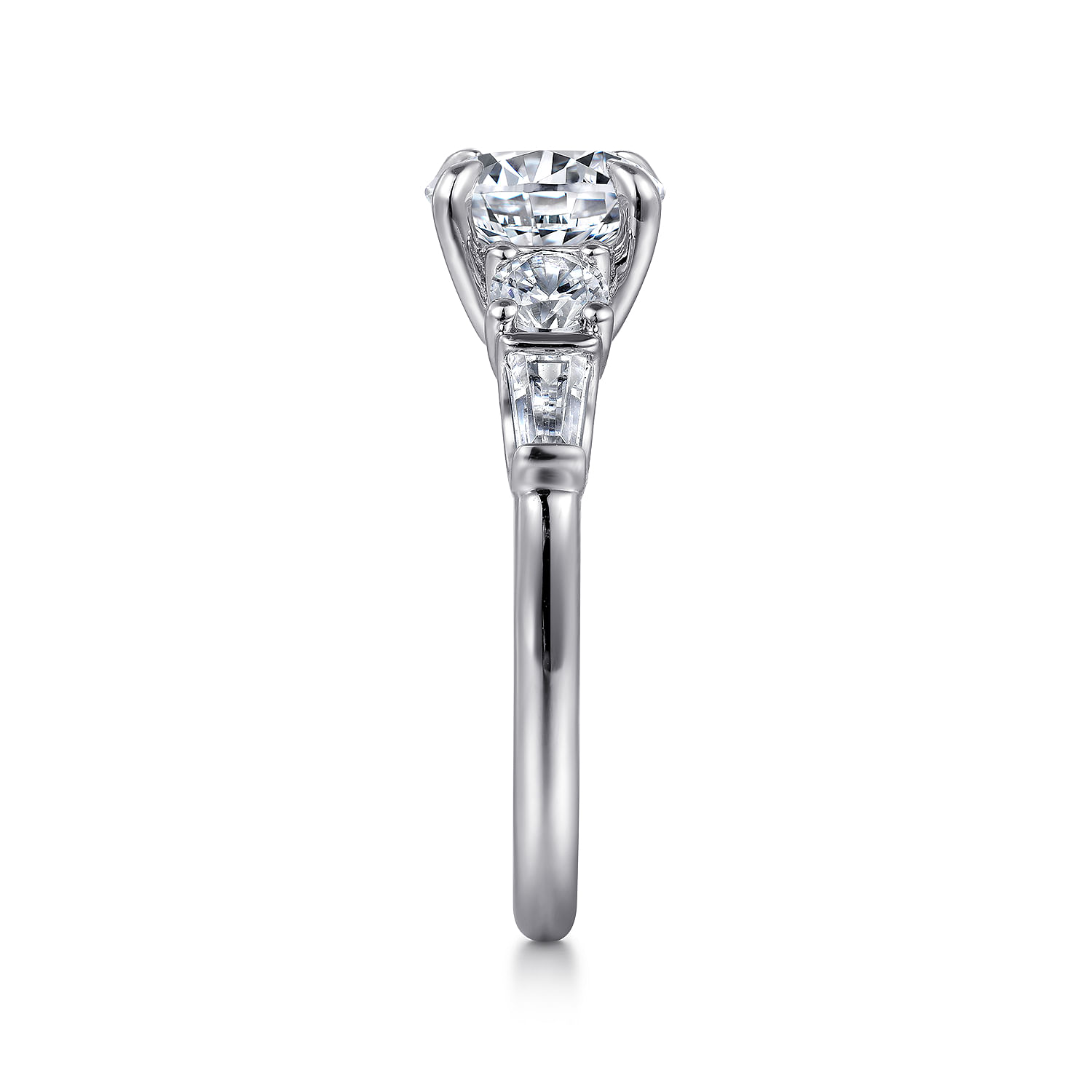 Darmie - 14K White Gold Round Five Stone Diamond Engagement Ring