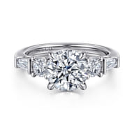 Darmie - 14K White Gold Round Five Stone Diamond Engagement Ring