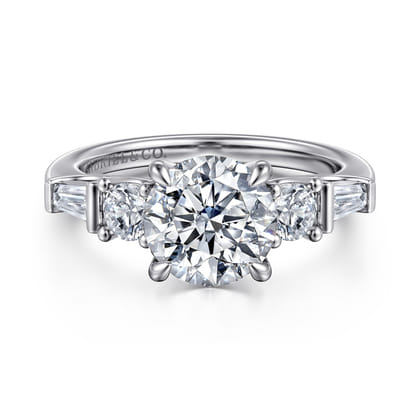 Darmie - 14K White Gold Round Five Stone Diamond Engagement Ring