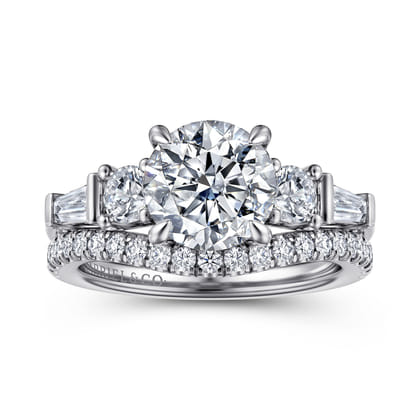 Darmie - 14K White Gold Round Five Stone Diamond Engagement Ring