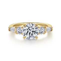 14K Yellow Gold Round Five Stone Diamond Engagement Ring
