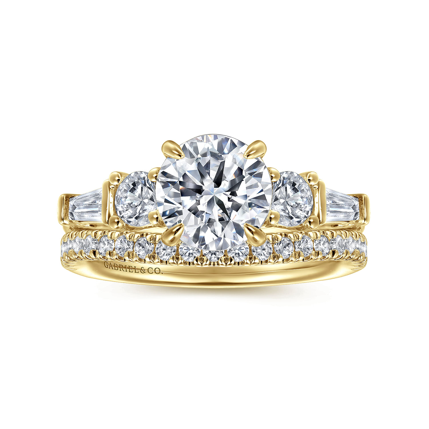 Darmie - 14K Yellow Gold Round Five Stone Diamond Engagement Ring