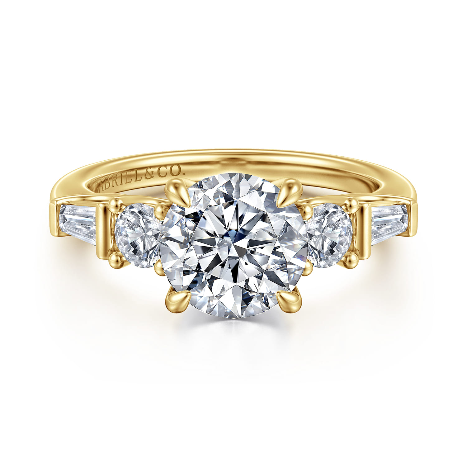 Darmie - 14K Yellow Gold Round Five Stone Diamond Engagement Ring