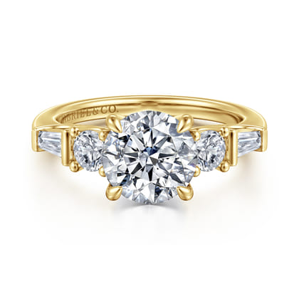 Darmie - 14K Yellow Gold Round Five Stone Diamond Engagement Ring