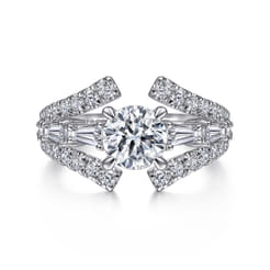 Darmy - 14K White Gold Split Shank Round Diamond Engagement Ring