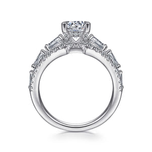 Darmy - 14K White Gold Split Shank Round Diamond Engagement Ring