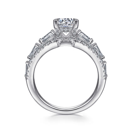 Darmy - 14K White Gold Split Shank Round Diamond Engagement Ring