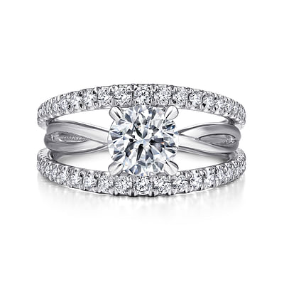 Darsha - 14K White Gold Round Diamond Engagement Ring