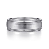 David - 14K White Gold 7mm - Men's Wedding Band in Satin Finish