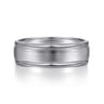David - 14K White Gold 7mm - Men's Wedding Band in Satin Finish