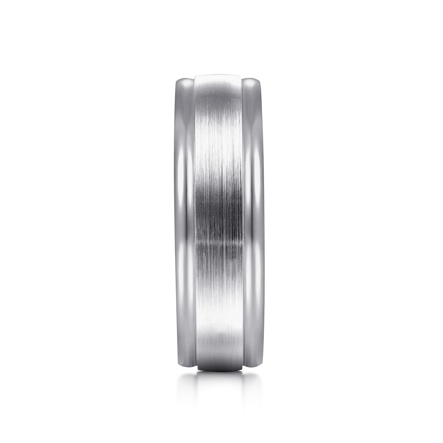 David - 14K White Gold 7mm - Men's Wedding Band in Satin Finish - Shot 4