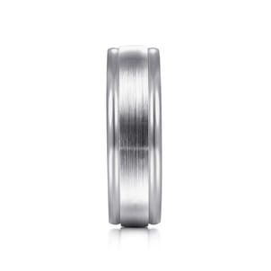 David - 14K White Gold 7mm - Men's Wedding Band in Satin Finish