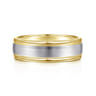 David - 14K White-Yellow Gold 7mm - Two Tone Men's Wedding Band in Satin Finish
