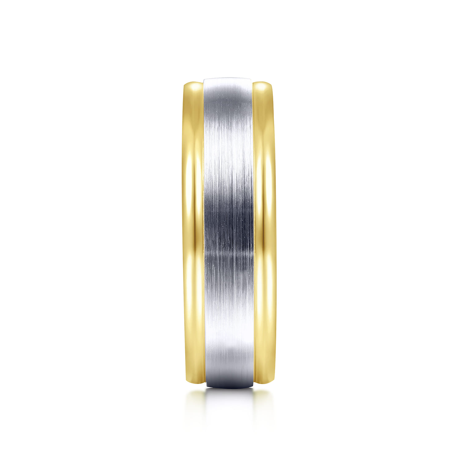 David - 14K White-Yellow Gold 7mm - Two Tone Men's Wedding Band in Satin Finish - Shot 4