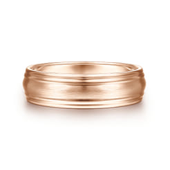 Declan - 14K Rose Gold 6mm - Carved Men's Wedding Band in Satin Finish