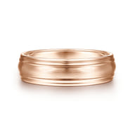 Declan - 14K Rose Gold 6mm - Carved Men's Wedding Band in Satin Finish