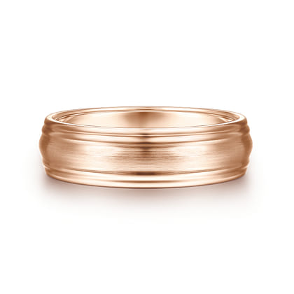 Declan - 14K Rose Gold 6mm - Carved Men's Wedding Band in Satin Finish