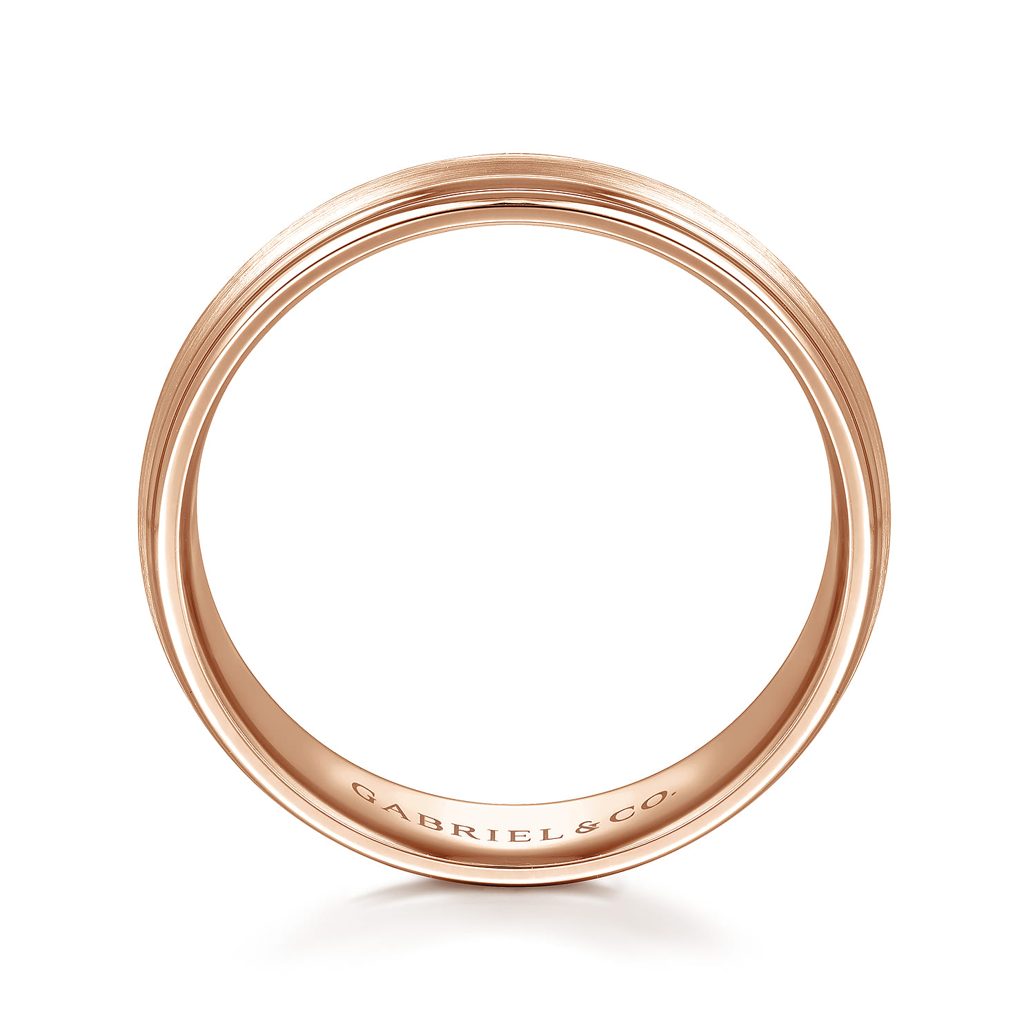 Declan - 14K Rose Gold 6mm - Carved Men's Wedding Band in Satin Finish - Shot 2
