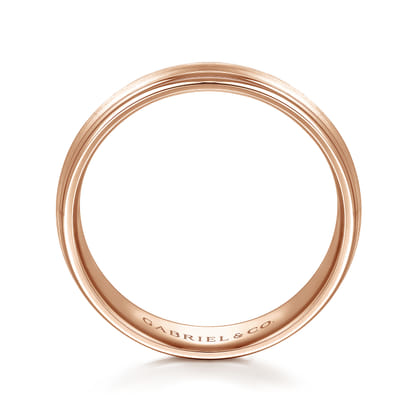 Declan - 14K Rose Gold 6mm - Carved Men's Wedding Band in Satin Finish