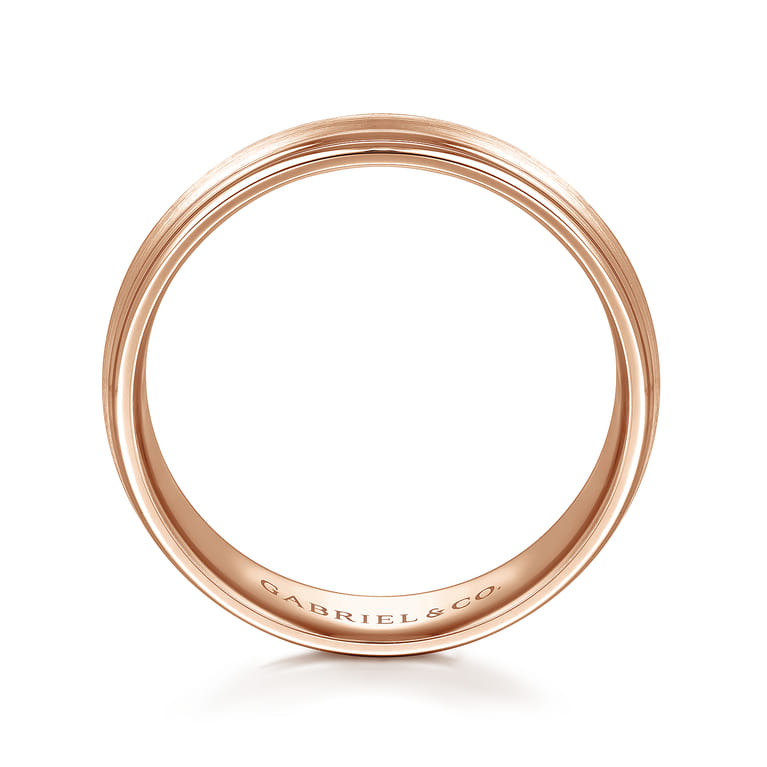 Declan - 14K Rose Gold 6mm - Carved Men's Wedding Band in Satin Finish - Shot 2