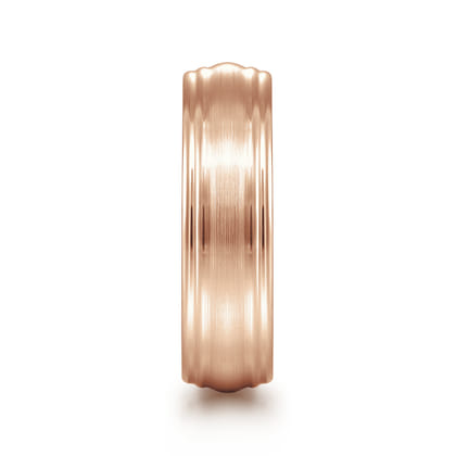 Declan - 14K Rose Gold 6mm - Carved Men's Wedding Band in Satin Finish