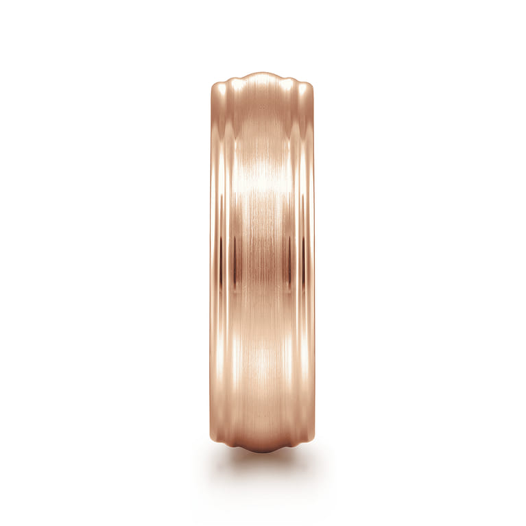 Declan - 14K Rose Gold 6mm - Carved Men's Wedding Band in Satin Finish - Shot 4