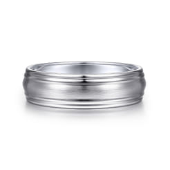 Declan - 14K White Gold 6mm - Carved Men's Wedding Band in Satin Finish