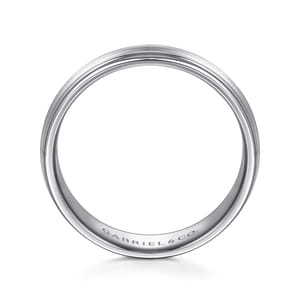 Declan - 14K White Gold 6mm - Carved Men's Wedding Band in Satin Finish