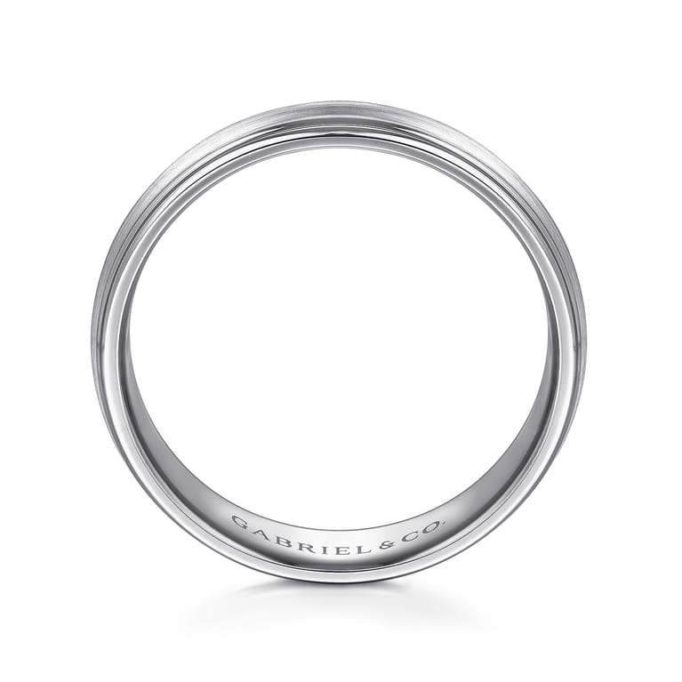 Declan - 14K White Gold 6mm - Carved Men's Wedding Band in Satin Finish - Shot 2