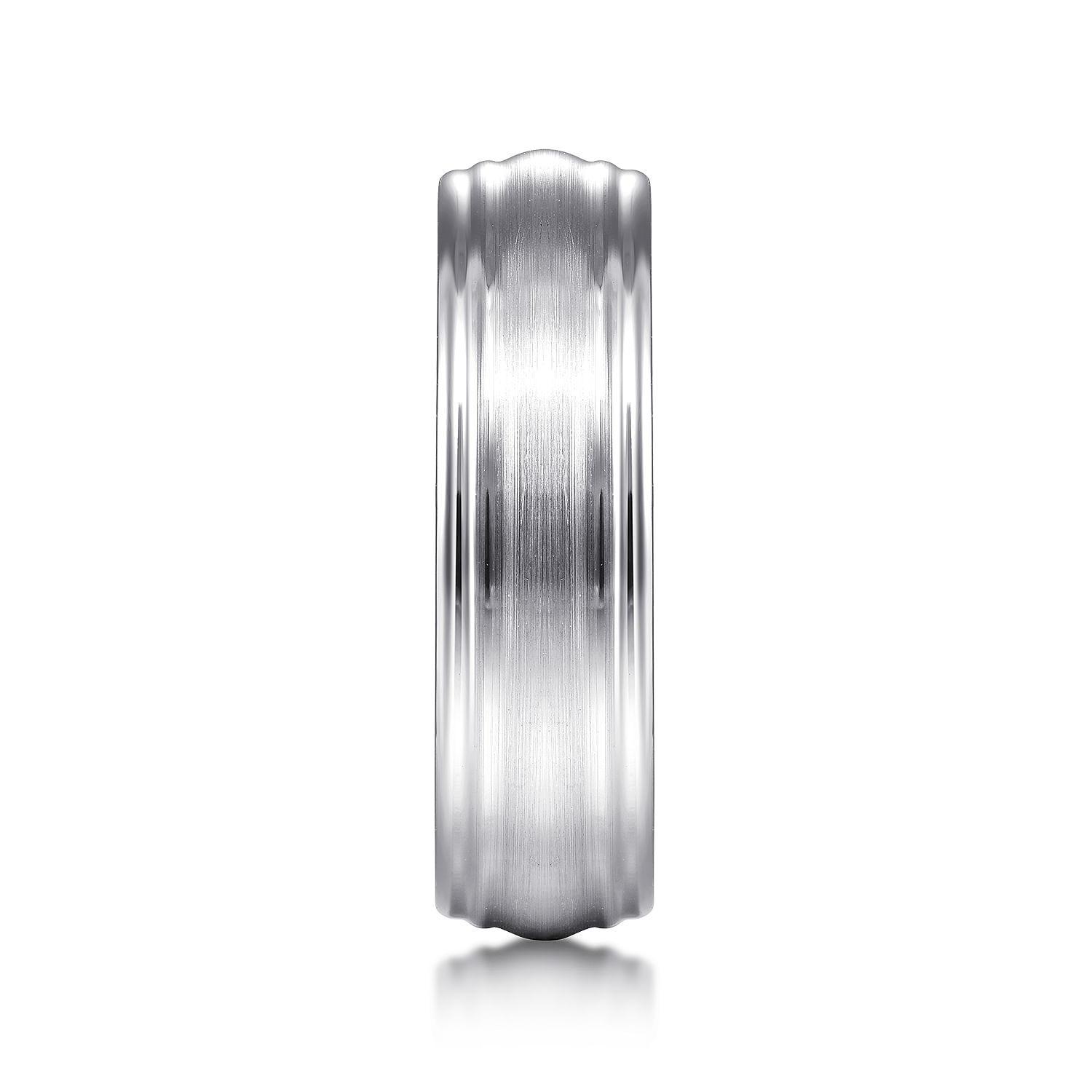 Declan - 14K White Gold 6mm - Carved Men's Wedding Band in Satin Finish